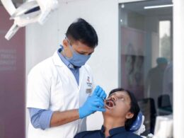 City dental hopsital doctor examining patient for root canal treatment